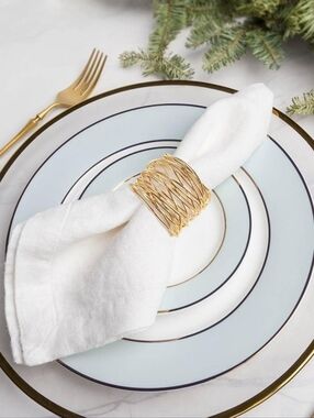 NEW! Elegant Gold Wire Wrap Napkin Rings Set Of 12